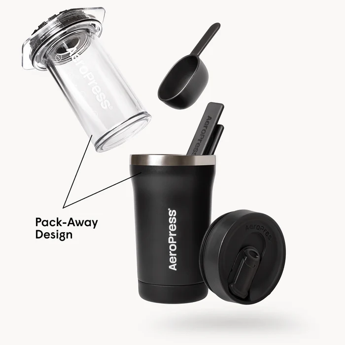 Aeropress Go plus travel met tumbler